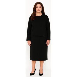 Vintage Henry Lee Black Long Sleeve Wool Dress Woman's Women's Size 16
